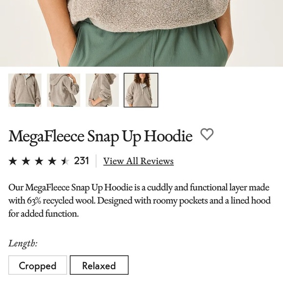 NWT Outdoor Voices MegaFleece Snap Up Hoodie wool - Picture 5 of 12